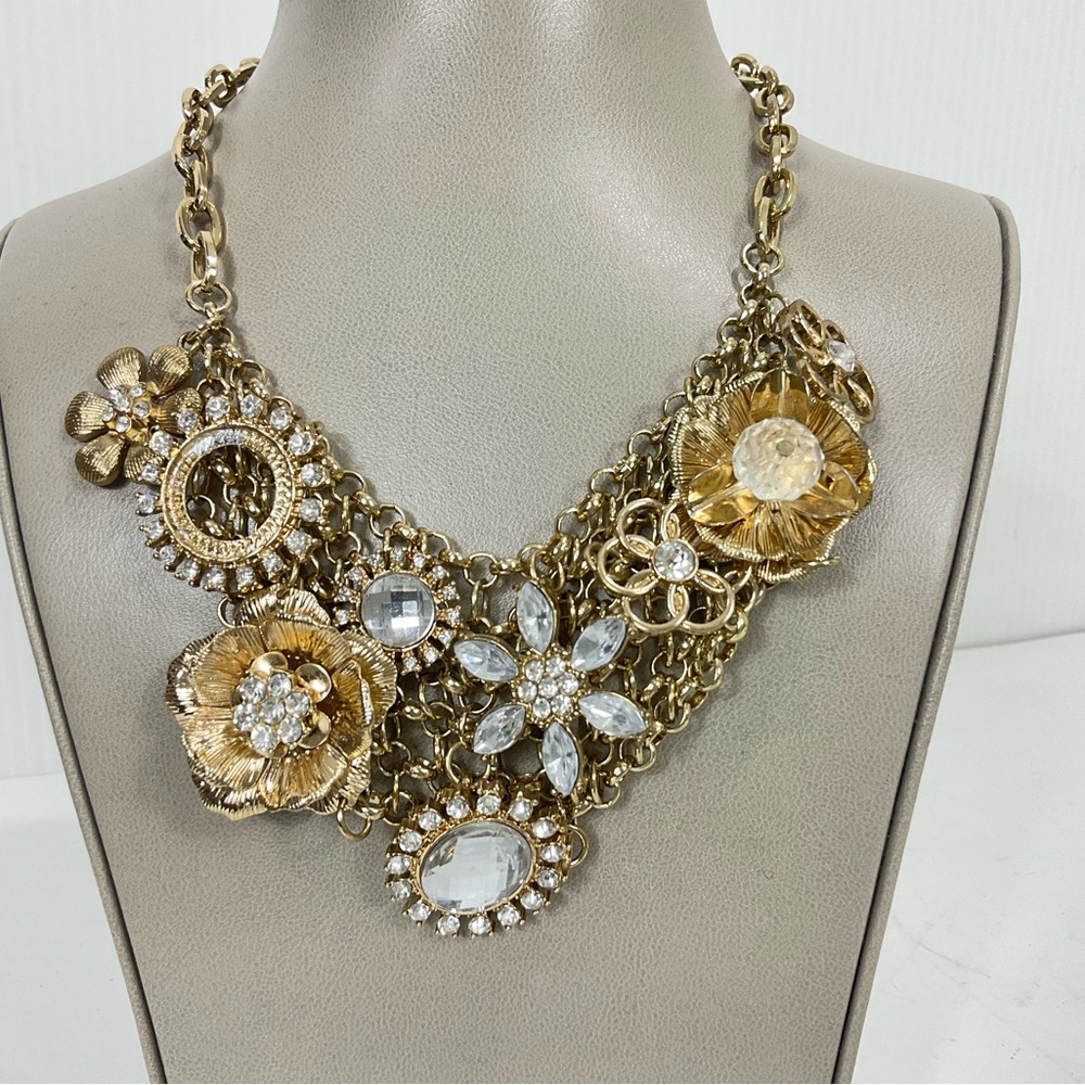 Gold-tone Floral Statement Necklace